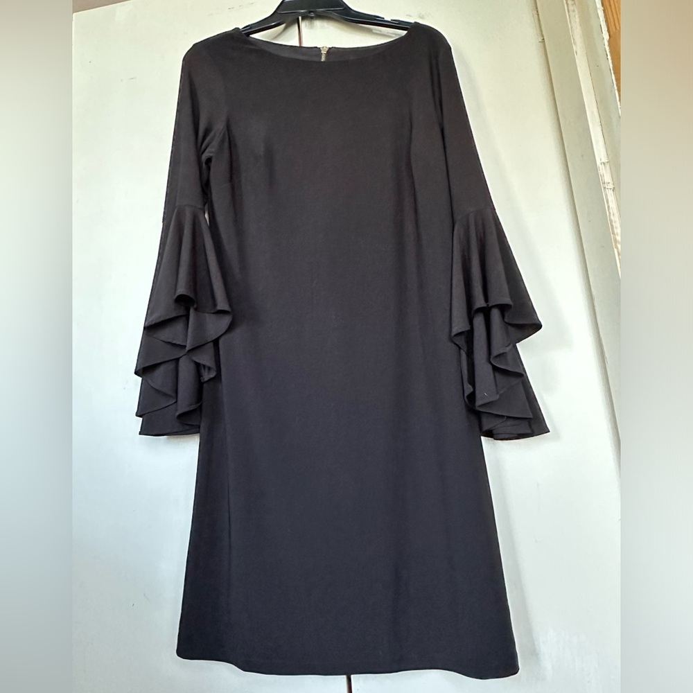 Studio Black Long Sleeve Dress with Ruffle Detail